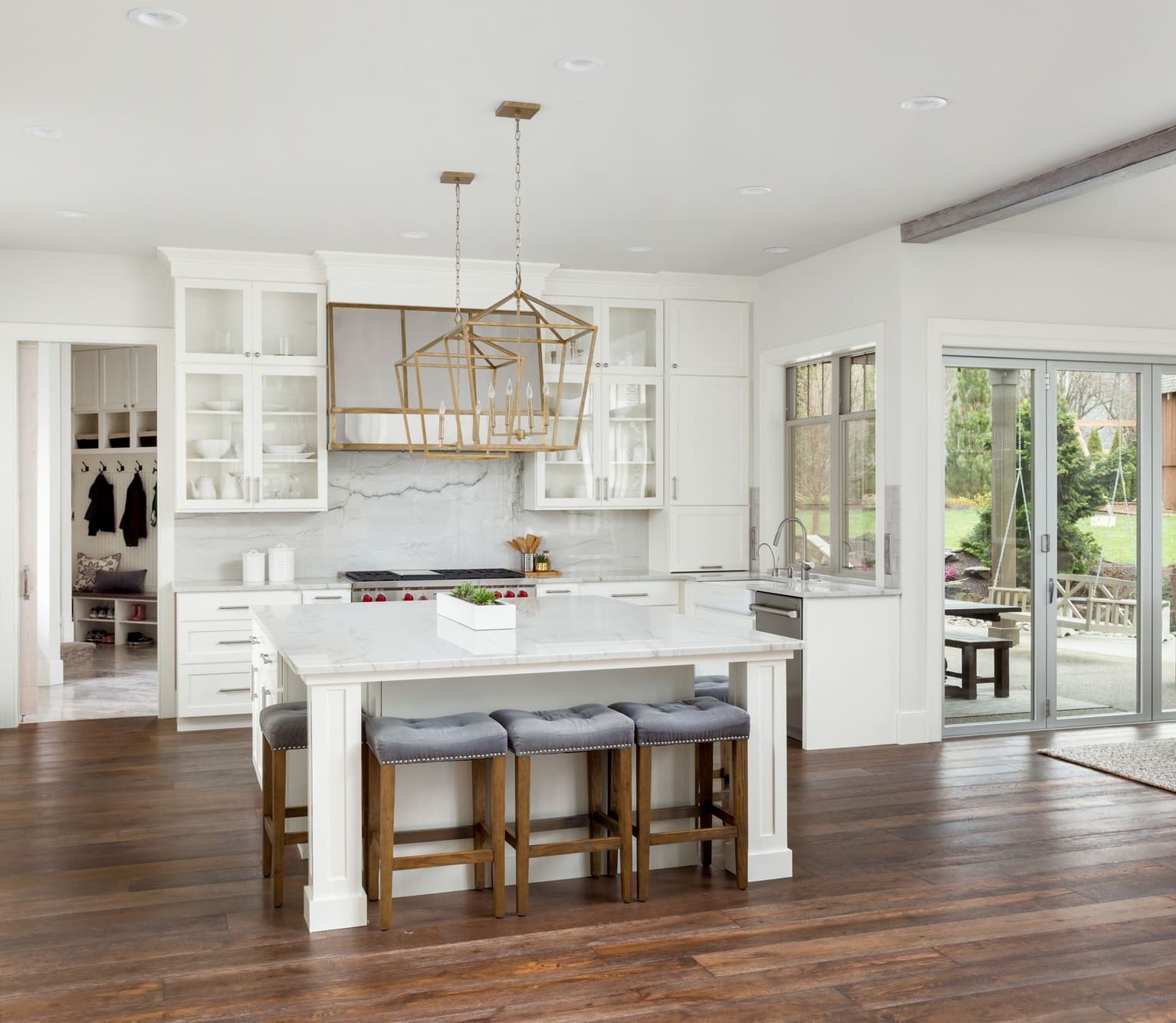 kitchen with hardwood flooring