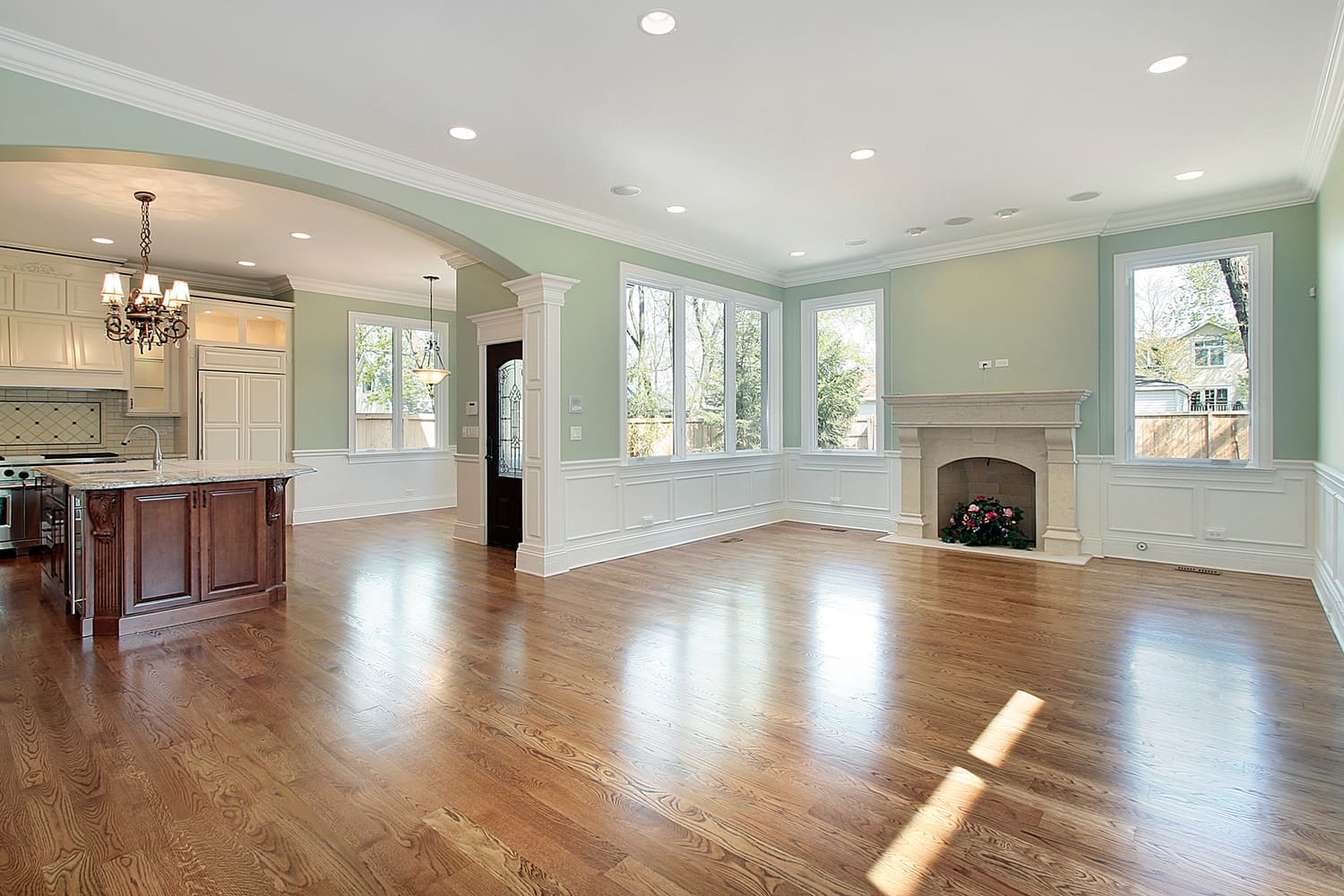 big room after hardwood floor refinishing
