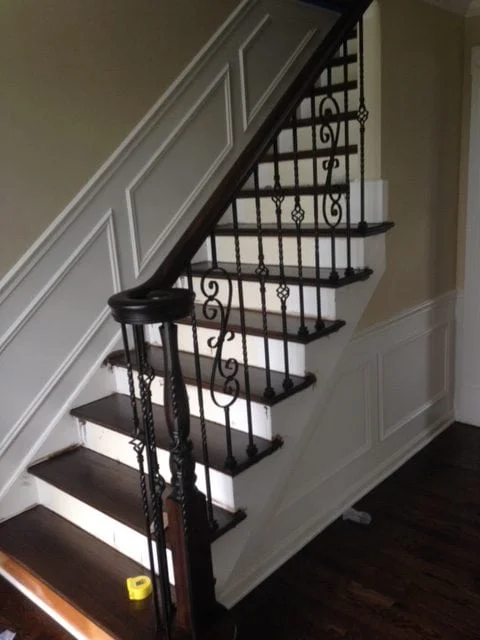 brown and white hardwood flooring staircase renewal
